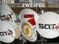 File picture shows satellite dishes of the German television stations Kabel 1 SAT 1 and Pro Sieben on the roof of the company's office in Berlin