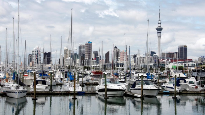 A view of the city skyline from Westhaven in Auckland