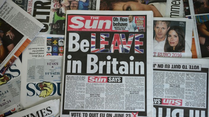 Britische Boulevardpresse: Subtil war sie noch nie: "BeLEAVE in Britain" schrieb die Zeitung vor dem Brexit-Referendum 2016.
