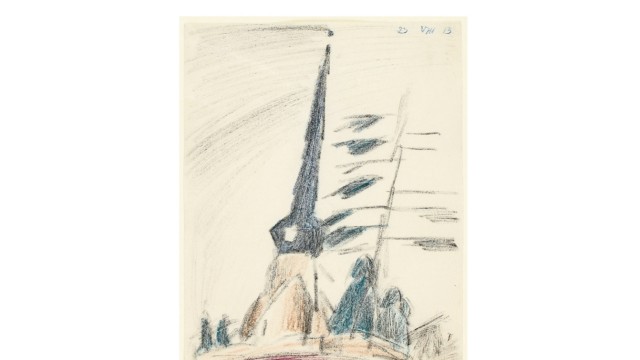 Kunst: So zeichnete Feininger 1913 auf einer seiner Touren den Kirchturm von Gelmeroda, auf den er später immer wieder zurückkam.