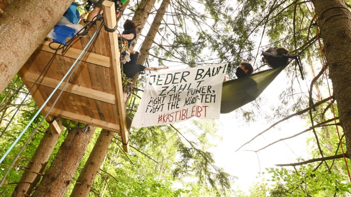 Forst Kasten: Die Kiesabbaupläne für den Forst Kasten haben vergangenes Jahr Proteste von Klimaschützern provoziert.