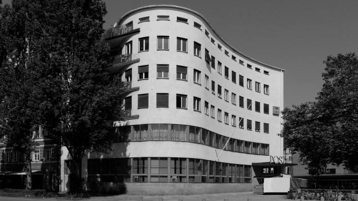 Bauhaus in Bayern: Ein bekanntes Beispiel für die Bayerische Postbauschule ist das Post- und Wohngebäude am Münchner Goetheplatz von Robert Vorhoelzer, Franz Holzhammer und Walther Schmidt, erbaut 1931-1933.