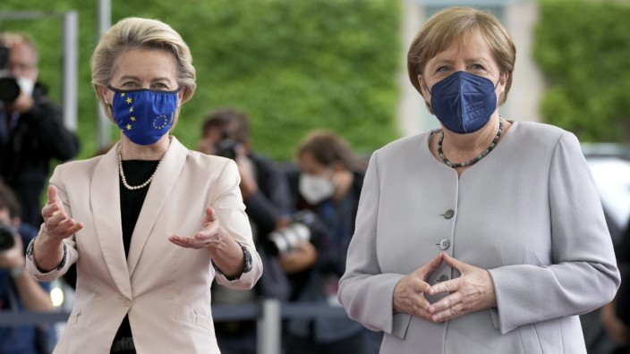 EU-Corona-Hilfen: Kanzlerin Angela Merkel (rechts) empfängt Kommissionspräsidentin Ursula von der Leyen in Berlin.
