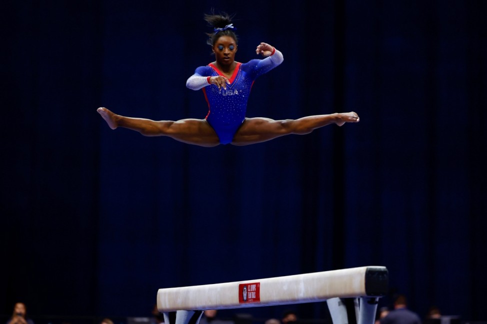 Simone Biles at the U.S. Women's Olympic Gymnastics trials in St Louis