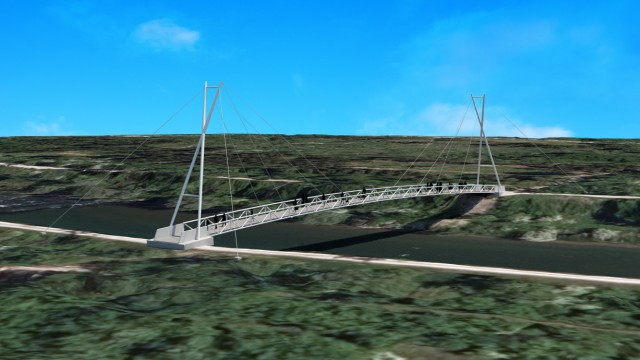 Radverkehr: Mit ihrer schlanken Struktur soll sich die Brücke unauffällig in die Umgebung einfügen.