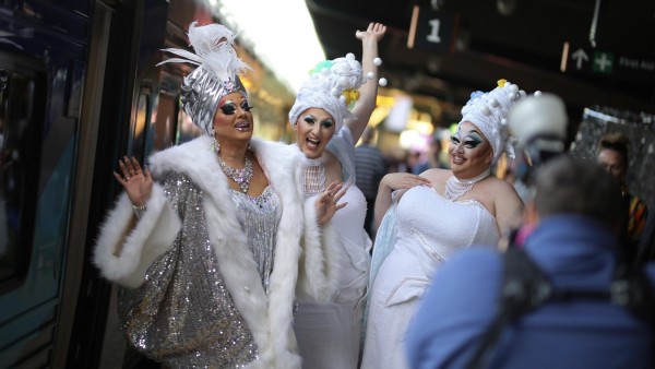 SILVER CITY TRAIN DEPARTURE L R Drag queens Maude Boate Anita Wiglit and Kita Mean pose for a ph