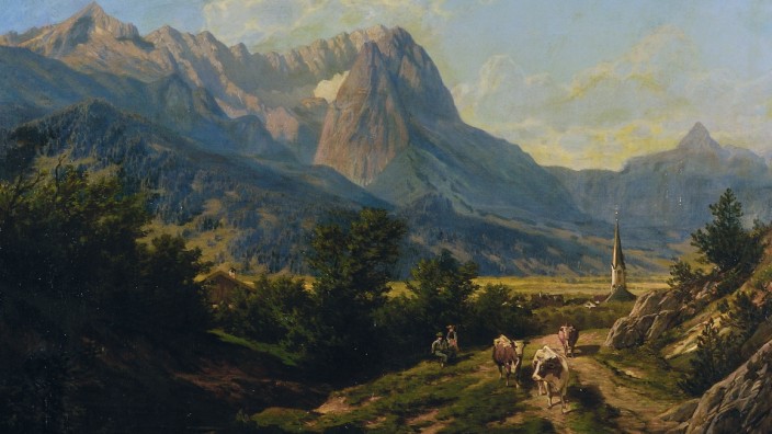 Architekturgeschichte: Den "Blick auf Garmisch" (Ausschnitt) malte der Künstler Max Schultze um das Jahr 1890 herum.