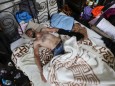 Asylum seekers taken part in a hunger strike, in Brussels