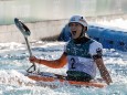 Germany s Ricarda Funk celebrates after winning the gold medal in the women s kayak final for canoeing in slalom during