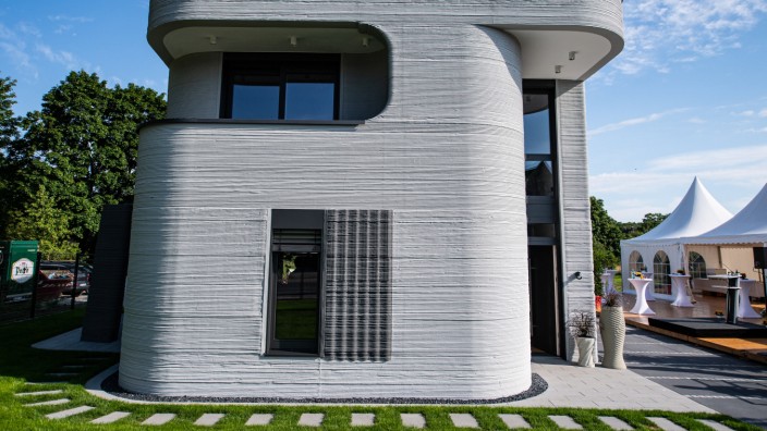 Klimaschutz: Deutschlands erstes Wohnhaus, das mit einem 3-D-Betondrucker erstellt wurde, steht in Beckum (Nordrhein-Westfalen).