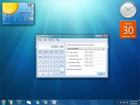 Desktop mit Rechner, Windows 7 - Microsoft