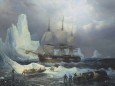 Beechey Island Beechey Island, CANADA - 1845 - Etching of the over-wintering of the ill-fated HMS Erebus (pictured) and