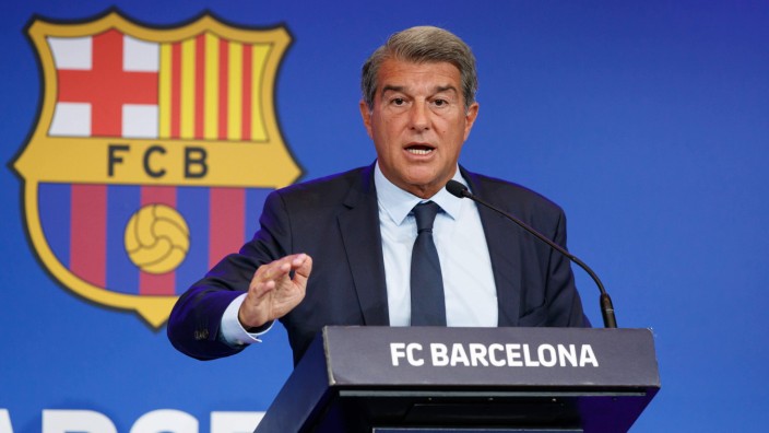 August 16, 2021: Joan Laporta president of FC Barcelona, Barca during a press conference, PK, Pressekonferenz at Auditor