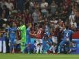 Nice, France, 22nd August 2021. Jean-Clair Todibo of OGC Nice and Boubacar Kamara of Olympique De Marseille push an OGC