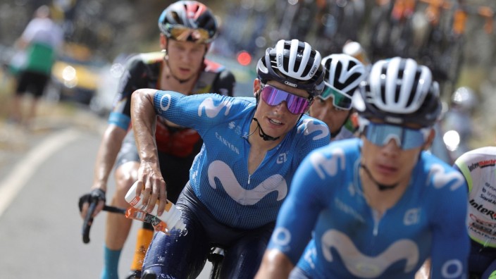 Spanish rider Enric Mas of Movistar team in action during the 9th stage of the Spanish Cycling Vuelta a 188 km-long race