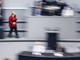 Angela Merkel, Bundeskanzlerin, aufgenommen im Rahmen ihrer Regierungserklaerung bei einer Sondersitzung zur Situation