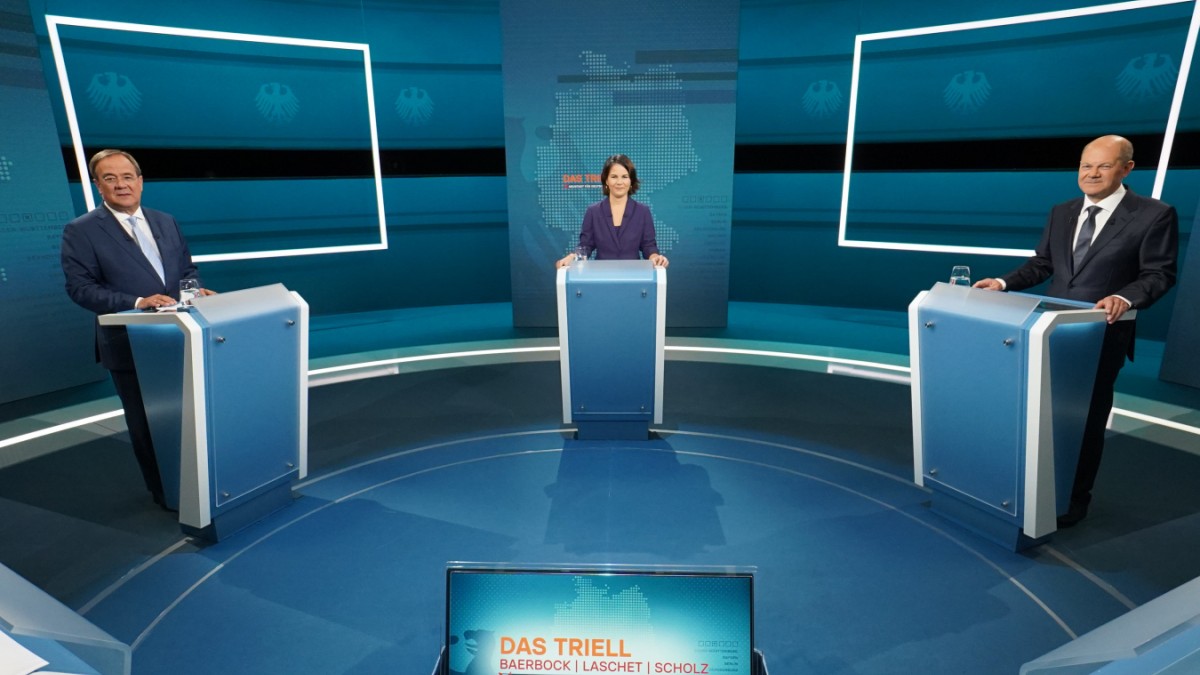 TV-Triell der Kanzlerkandidaten Baerbock, Laschet, Scholz