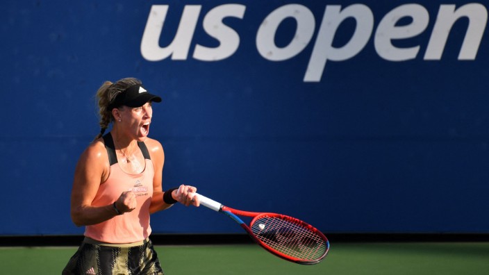 1. Runde der US Open: Alles muss raus: Angelique Kerber schreit sich nach einem spektakulären Punkt den Frust aus der Seele.