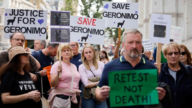 Großbritannien: Gerechtigkeit für Geronimo: Anfang August versammelten sich Dutzende Unterstützerinnen und Unterstützer zu einer Protestkundgebung vor dem Amtssitz des britischen Premiers.