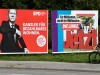 Wahlplakate in Stuttgart. Eine Koalition aus SPD, Linken und Grünen nach der Wahl wäre mit den Zahlen der jüngsten Umfragen rechnerisch möglich.