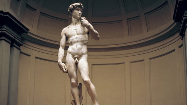 Europe Italy Florence The actual size of Michelangelo s statue of David is revealed here as a wom