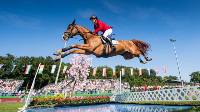 Pferdesport, Springreiten EM in Riesenbeck 210905 Andre Thieme of Germany with horse DSP Chakaria competes during the in