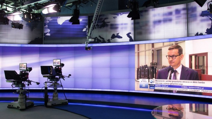Das Fernsehstudio von TVN24 in Warschau. Polens unabhängiger Nachrichtensender ist den Machthabern ein Dorn im Auge.