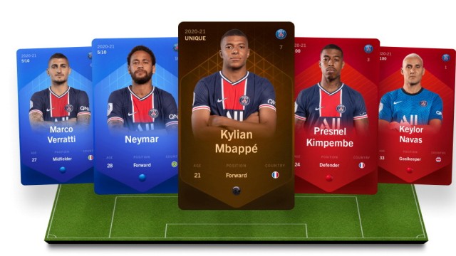 Digital collectible cards representing football players