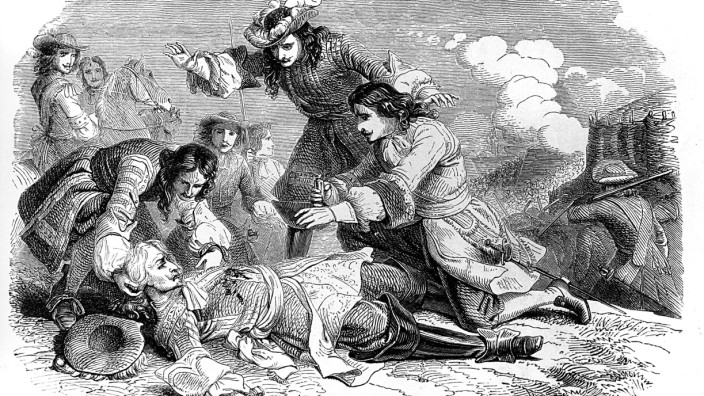 Dem Geheimnis auf der Spur: Das historische Vorbild im Kupferstich: Der Tod von d'Artagnan bei der Belagerung von Maastricht 1673.