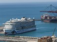 July 13, 2021: July 13, 2021 (Malaga) The first international cruise ship to dock in Malaga after 16 months with almost