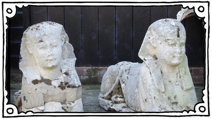 Mander Auctions:
Lot 345 - A pair of 19th century carved stone sphinx