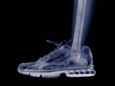 Foot and ankle in a running shoe, X-ray Foot and ankle in a running shoe, coloured X-ray. *** Foot and ankle in a runnin