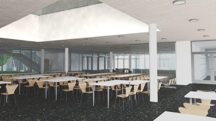 Schulen im Landkreis Dachau: Das vierte Landkreisgymnasium in Karlsfeld soll, so zeigen es erste Entwürfe, ein lichtdurchflutetes Gebäude werden.