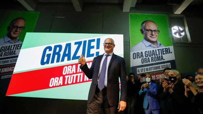 Candidate for mayor of Rome Roberto Gualtieri holds a news conference in Rome