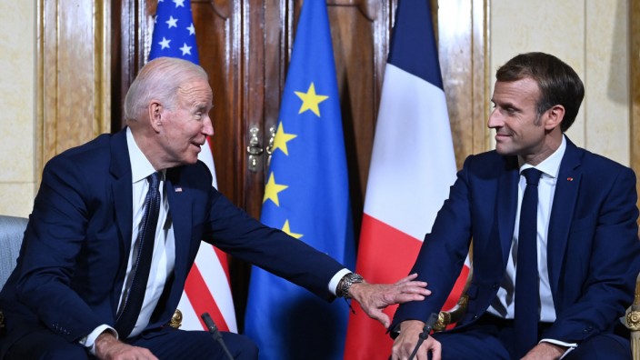G-20: Versöhnlich: US-Präsident Joe Biden und Frankreichs Staatschef Emmanuel Macron.