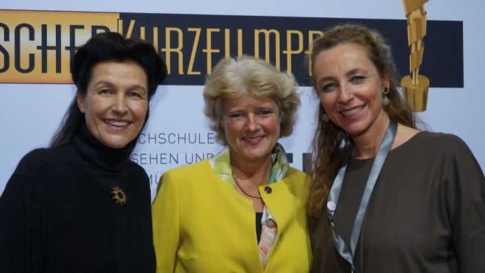 Bettina Reitz, Monika Grütters und Diana Iljine beim Deutschen Kurzfilmpreis in München, 2016