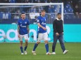 v.re., Trainer Dimitrios Grammozis (FC Schalke 04), Simon Terodde (FC Schalke 04), Darko Churlinov (FC Schalke 04) nach