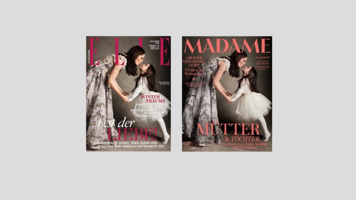 Coverstreit bei Elle und Madame: Zwei Magazine, eine exklusive Bild-Idee: die Dezember-Ausgaben der deutschen Elle und Madame.