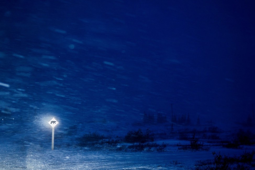 The community of Churchill, Manitoba, Canada is seen during a blizzard