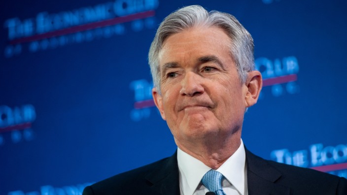 Federal Reserve Chairman Jerome Powell participates in a discussion at the Economic Club of Washington
