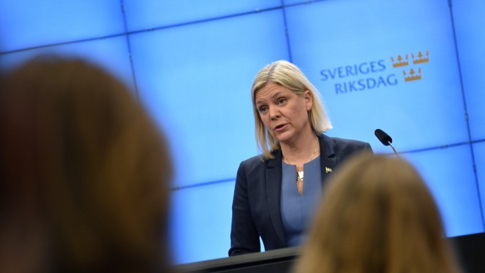 Swedish Social Democratic Party leader and newly appointed Prime Minister Magdalena Andersson during a press conference