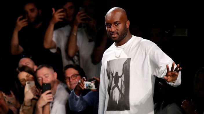 FILE PHOTO: Designer Virgil Abloh appears at the end of his Spring/Summer 2019 collection for Off-white fashion label during MensâÄÖ Fashion Week in Paris