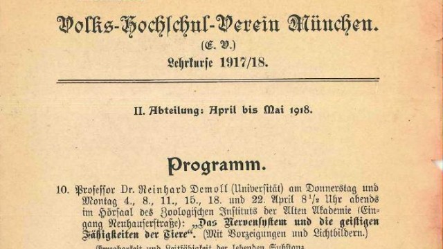 125 Jahre Münchner Volkshochschule: Im Jahr 1917 hieß die MVHS noch Volks-Hochschul-Verein München.