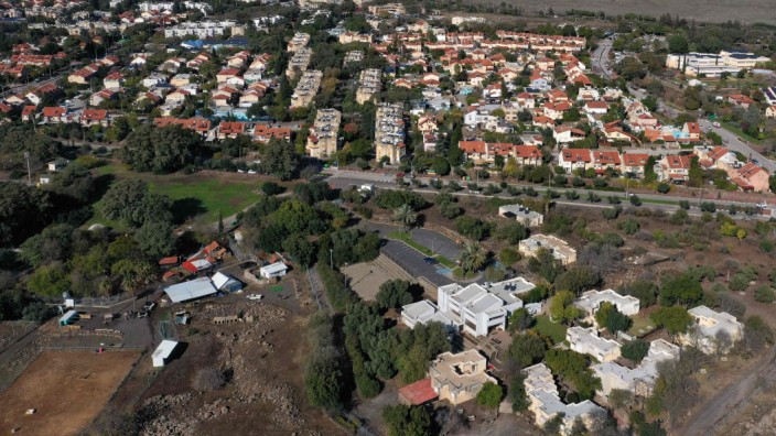 Israel: Eine Luftaufnahme der Siedlung Katzrin in den Golanhöhen. Hier sollen viele neue Wohneinheiten entstehen.