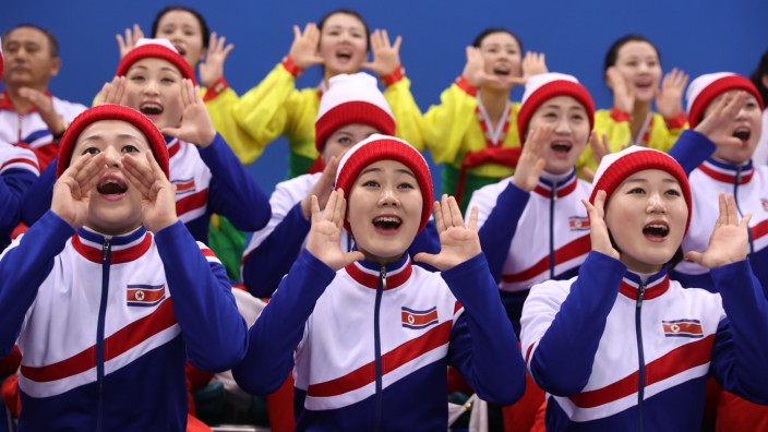 Olympische Spiele in Peking: Nordkoreanische Cheerleaderinnen bei den Winterspielen 2018 in Pyeongchang.