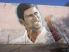 Tennis: Bild von Novak Djokovic auf einer Wand in Belgrad