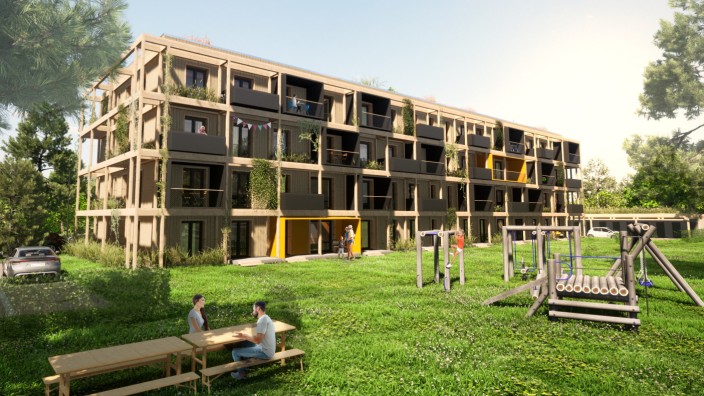 Modulares Bauen: Viel Holz, wenig Beton: So stellen sich Ulf Bohne und seine Kollegen die Häuser der Zukunft vor.