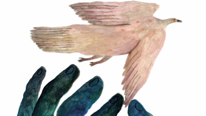 Thema der Woche: Die Taube ist ein Symbol für Frieden. Frei fliegen kann sie leider nicht überall auf der Welt. Illustration: Elisabetta Bianchi