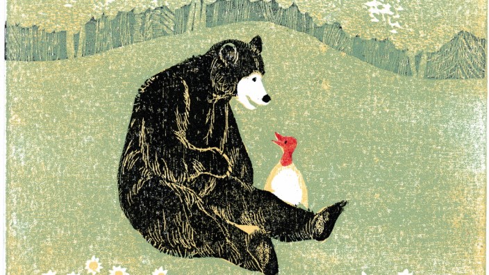Bilderbuch: Illustration aus May Angeli: Bär und Ente.