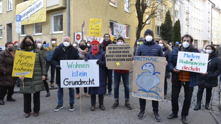 Demo zum Vorkaufsrecht: Die Demonstranten fordern, dass der Bundestag das Baugesetzbuch so schnell wie möglich ändert.